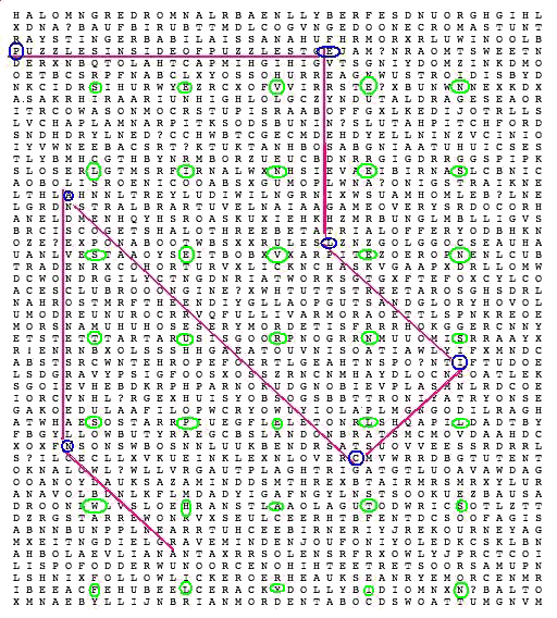 Highlighted answer, with green letters circled